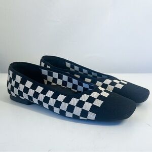 Vivaia Margot 2.0 Checkered Square Toe Flats Comfort Shoes Size 12